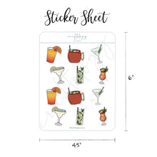 Load image into Gallery viewer, Cocktails Sticker Sheet / Pack of 6
