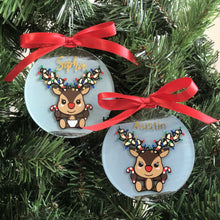 Load image into Gallery viewer, Personalized handmade Christmas reindeer ornaments
