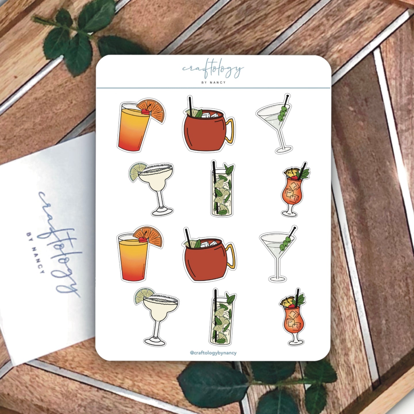 Cocktails Sticker Sheet / Pack of 6
