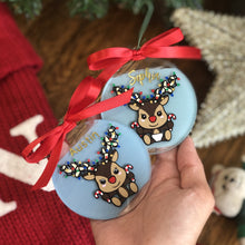 Load image into Gallery viewer, Personalized handmade Christmas reindeer ornaments
