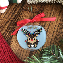 Load image into Gallery viewer, Personalized handmade Christmas reindeer ornaments
