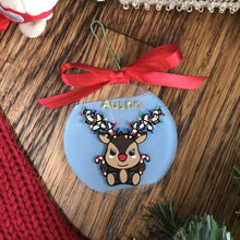 Load image into Gallery viewer, Personalized handmade Christmas reindeer ornaments
