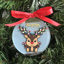 Load image into Gallery viewer, Personalized handmade Christmas reindeer ornaments
