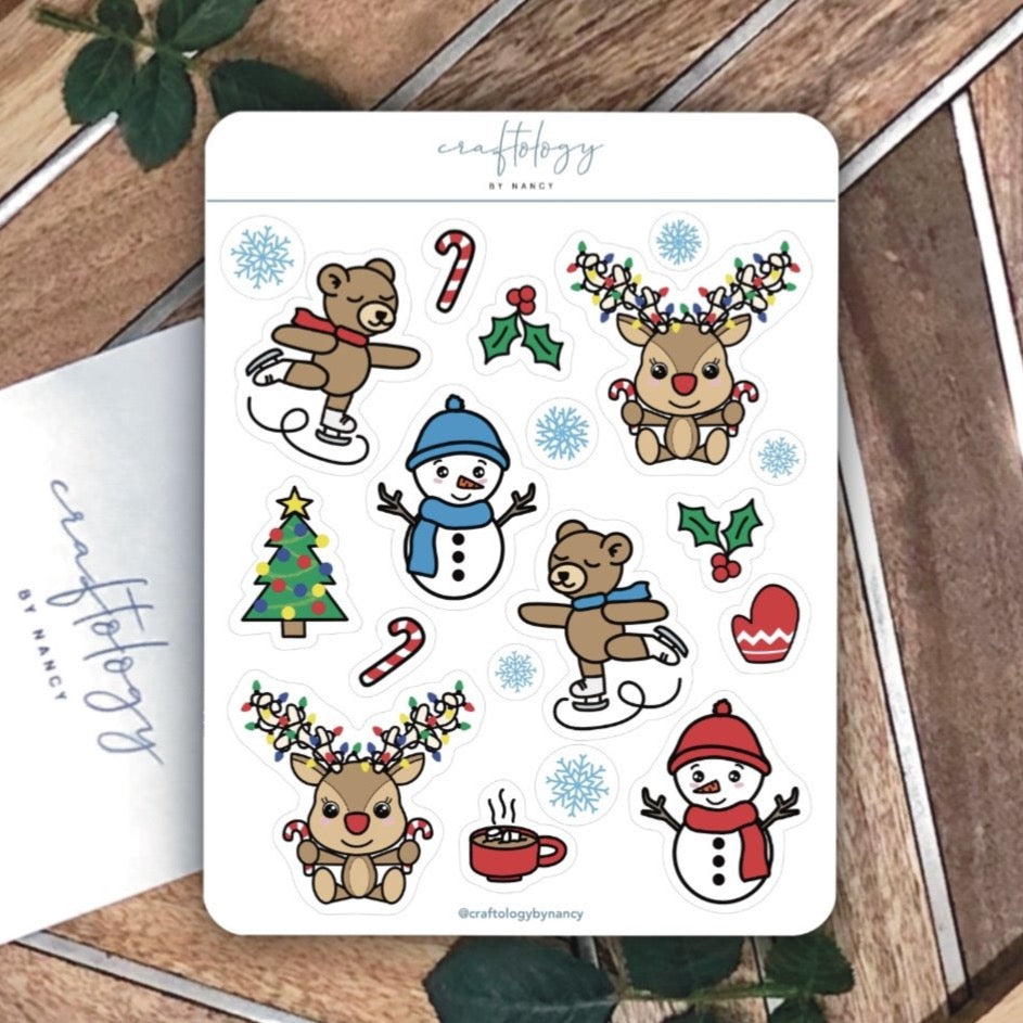 Winter Holiday Sticker Sheet / Pack of 6