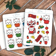 Load image into Gallery viewer, Cat Lunar New Year Sticker Sheet / Pack of 6

