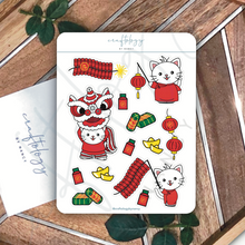 Load image into Gallery viewer, Cat Lunar New Year Sticker Sheet / Pack of 6
