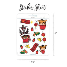 Load image into Gallery viewer, Tiger Lunar New Year Sticker Sheet / Pack of 6
